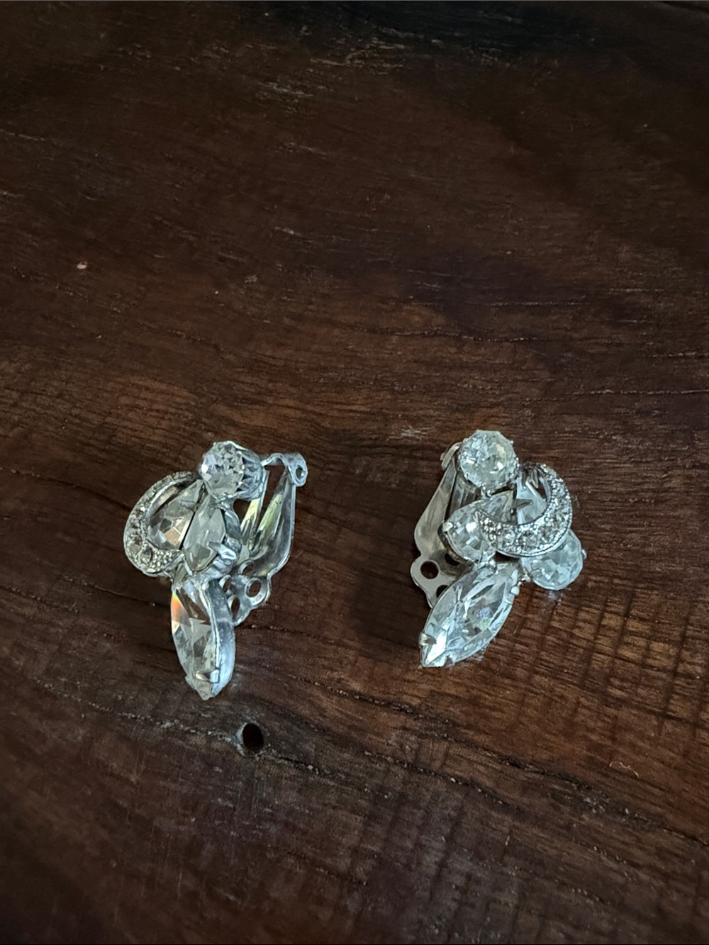 Silver-Tone Crystal Clip-On Earrings — Clear Sparkle